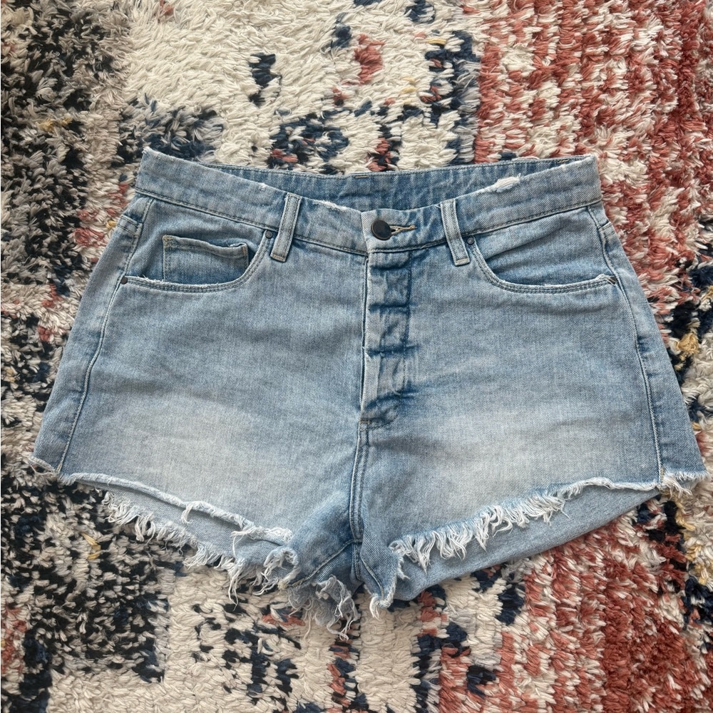 Blank NYC Light Wash Raw Hem Jean Shorts